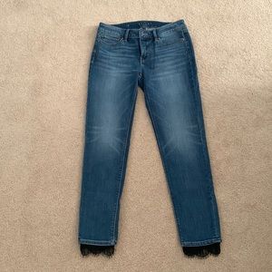Jeans with some fringe: size 2, White House black market